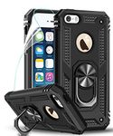 LeYi iPhone SE (2016 Edition) Case,iPhone 5S/5 Case with Ring Holder, Full Body Protective Silicone TPU Shockproof Tough Armour Phone Cover and Screen Protector for Apple iPhone SE 2016/5S/5 Black