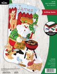 Bucilla, Grilling Santa Christmas 18" Felt Applique Stocking Making Kit, Perfect for DIY Holiday Needlepoint Arts and Crafts, 89313E