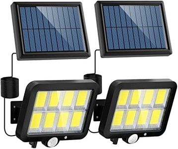 Solar Motion Sensor Light Outdoor, 320 Bright COB LED, 16.4Ft Cable, 3 Working Mode, Adjustable Solar Panel, Wired Solar Powered Security Flood Lights for Indoor Use, Wall, Yard, Garage, Garden(2 Set)