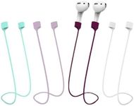 BUISAMG Magnetic Anti-Lost Straps for AirPods, Soft Silicone Sports Lanyard, Neck Rope Cord -(4-Pack) Wireless Headphones Anti-Lost Rope (Wine red/White/Light Purple/Green