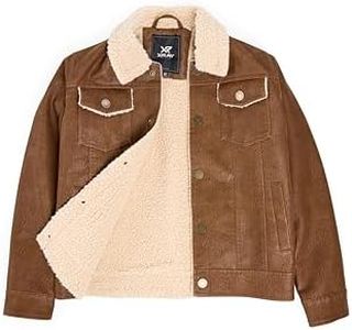 X RAY Teen Faux Leather Jacket Fall & Winter, Kids Outerwear Coat, Faux Suede Ranger Jacket W/Faux Shearling Lining, Brown, X-Large