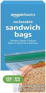 Amazon Basics Reclosable Sandwich Double Zipper Storage Bags, 100 Count, Pack of 1