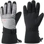 Alpine Swiss Mens Waterproof Gauntlet Ski Gloves Winter Sport Snowboarding Windproof Warm 3M Thinsulate LT Gry MED