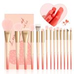 DUcare Makeup Brushes Set 14Pcs Love Struck Makeup Brush Set Premium Synthetic Kabuki Foundation Blending Face Powder Blush Concealers Eye Shadows Brushes
