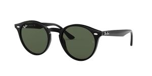 Ray-Ban RB2180 Round Sunglasses, Black/Dark Green, 49 mm