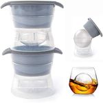 Shuban Ice Ball Maker Reusable Ice Ball Form, Easy Release Round Silicone Ice Sphere Tray with Lids for Whiskey, Cocktails, Bourbon (1 Cavity-2 Pack)(11 X 7.8 X 8 Cm) 6.3 cm Ball Size