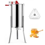 Goplus 3 Frame Manual Honey Extractor, Stainless Steel Honey Spinner with Bottom Gravity Flow Gate & Clear Lid, Adjustable Height Beekeeping Equipment for Home Apiary
