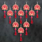 eCraftIndia Lotus Flower Decorative Wall Hanging for Home Decor (Pack of 10) - Lotus Hangings for Main Door Entrance, Pooja Room, Temple - Wedding, Ganpati Navratri Diwali Decoration Items