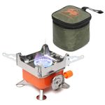 BISONBERG Camping Gas Stove Lightweight Folding Furnace Outdoor Metal Camping Stove For Picnic Cooking Gas Burners Folding Stove With Storage Bag - Stainless Steel A4