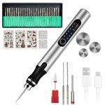 USB Rechargeable Engraving Tool Kit, Electric Engraving Pen, Mini DIY Engraver Pen Rotary Tool for Carving Glass Wood Metal Stone Plastic Nails Jewelry (Silver)