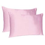 Oussum Satin Silk Pillowcase Pillow Case Covers with Envelop Closure for Hair and Skin Home Bed Decor Set of 2 Pillowcase Free 3 pcs scrunchies (Regular, Crystal Rose)