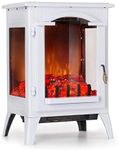 Klarstein Graz Electric Fireplace w/Flame Effect - Electric Fireplace, 1000/2000 Watts, Up to 30 m², Thermostat, Heating Function, Dimming and Heat Continuously Adjustable, PanoramaView, White
