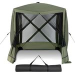 COSTWAY 2.3 x 2.3m/3.5 x 3m Pop up Camping Gazebo, 4/6-Sided Instant Setup House Tent with Carrying Bag, UV 50+ Resistant Portable Outdoor Sun Shelter Screened Canopy (225 x 225 x 205cm, Green)