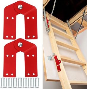 Tandefio 2 Pcs Attic Ladder Hinge Herringbone Ladder Tie Rod with Anti Slip Screws Red Attic Ladder Accessories Step Ladder Hinge Replacement Kit