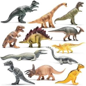 PREXTEX 10'' Dinosaur Figures - 12 Plastic Dinosaur Toys for Boys & Girls - Assorted Dinosaurs Include T-Rex & More - Dinosaur Toys for Kids 3-5+