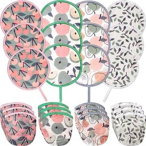 Kigley 12 Pcs Abstract Styles Foldable Flying Disc Fans with Bag, Handheld Cooling Fan Folding for Wedding Fun Birthday Party Summer Outdoor Activity Game Portable, 4 Patterns(Tropical Plants)