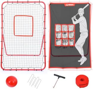 Patiassy 2 in-1 Baseball Rebounder Net and Baseball Pitching Net, Adjustable Baseball Bounce Back Net 9 Hole PitchBack Net with Weight Ball for Baseball and Softball