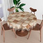 Kuber Industries Round Table Cover | Table Cloth for Round Tables | 4 Seater Round Table Cloth | Chatai Kitchen Dining Tablecloth | Tabletop Cover | 60 Inch | Brown