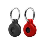 Case for Tile Sticker (2022) 2-Pack. Small Bluetooth Tracker Cover, Protective Holder for Remote Finder and Item Locator, Pets Dog Cat Collar Accessories Black+Red