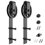 SMARTSTANDARD Sliding Barn Door Hardware Rollers 2PCS (Black) (Big Industry Wheel Hangers)