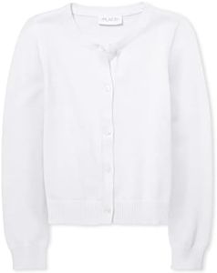 The Children's Place Girls Basic Cardigan, White, Medium