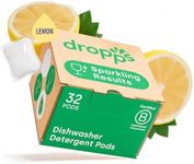 Dropps Dishwasher Detergent | Lemon, 32 Pods | Deep Cleans for Sparkling, Shiny Dishes| Low-Waste Packaging | No Rinse Aid or Pre-Wash Needed | Powered by Natural Mineral-Based Ingredients