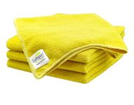 SOFTSPUN Microfiber Cleaning Cloths, 4pcs 40x40cms 220 GSM Yellow! Highly Absorbent, Lint and Streak Free, Multi -Purpose Wash Cloth for Kitchen, Car, Window, Stainless Steel, Silverware.…