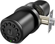 HOLOMARQ Door Knob with Keypad for Interior Combination Bedroom Door Lock 4 AA Alkaline Batteries Keyless Electronic Digital Coded Door Knob Sequra Matte Black