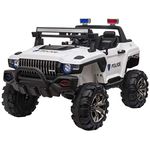 Aosom 2-Seater Kids Ride On Cars, 12V Remote Control Police Truck Electric Car for Kids with Full LED Lights, MP3 (White)