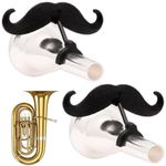 Brasstache - Clip-on Mustache for Brass Mouthpiece, Gift Accessory for Trumpet, Trombone, Tuba, French Horn, Baritone, Euphonium Players (2-Pack, Tuba or Sousaphone XL)