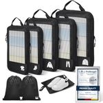 Compression Packing Cubes for Suitcases, Ultralight 8 Set Packing Cubes for Backpack Waterproof Luggage Packing Organizers Expandable Packing Cubes for Travel Accessories and Essentials-Black