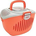 Living World Paws2Go Small Pet Carrier-Grey/Salmon-36cm L X 28cm W X 25cm H (14-Inch X 11-Inch X 9.8-Inch)