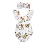 SHOBDW Girls Clothing Sets, Newborn Baby Girl Cotton Lattice Bowknot Clothes Bodysuit Romper Jumpsuit Outfit Set (4-Beige), 12-18 Months