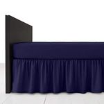 AmigoZone Plain Pollycotton Frilled Bed Base Valance Sheet (Navy Blue, Single)