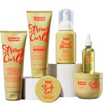 Umberto Giannini Curly Hair Routine Kit Strong Curls (6 Products) Wash & Style Curly, Coily, Wavy Hair: Includes Shampoo, Conditioner, Mousse, Curl Cream, Slick Gel + Rosemary Oil