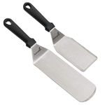 Metal Stainless Steel Spatula Set - Griddle Scraper and Pancake Flipper or Hamburger Turner - Stainless Steel Utensil Great for BBQ Grill Flat Top - Commercial Grade