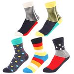 SUNBVE 5 Pack Little Big Boys Colorful Dress Crew Cotton Socks