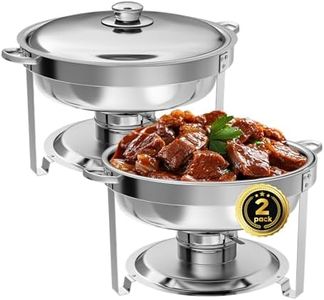 IMACONE Chafing Dish Buffet Set of 2 Pack, 5QT Round Stainless Steel Chafer for Catering, Upgraded Chafers and Buffet Warmer Sets with Food & Water Pan, Lid, Frame, Fuel Holder for Event Party Holiday