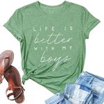 Womens Boy Mom T-Shirt Life is Bett