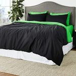 Tache Comforter Set California King Size Bright Spring Green and Black Reversible Cotton Bedding 6 Piece Green Lime and Black Comforter Set with Removeable Cover Zipper Closure, California King