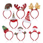 Christmas Accessories - Christmas Headband (8 Pieces in Different Designs) - Christmas Headwear includes Santa Claus, Reindeer (2 types), Spiral and Normal Santa Hat, Xmas Tree, Snow man & Elf Hat