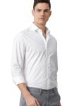 Aldeno Mens Regular Fit Solid White Casual Satin Shirt