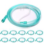 Healva 10 Pack High-Flow Soft Nasal Oxygen Cannula, Standard Connector 6.6 Feet, Green Tubing