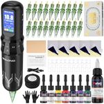 Solong Tattoo Kit 7 Stroke Speeds Professional Tattoo Machine Wireless with 1600mAh Power LED Display Rotary Tattoo Pen with Practice Skin & 7 Multicolor Ink SL-TKE200AUK-1