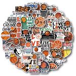 AOWDIAO Basketball Stickers for Water Bottle Cute Basketball Gifts 50 Pieces Sports Stickers for Kids Teens Adults