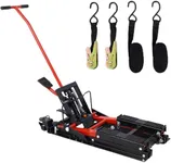 BouPower Motorcycle Jack,Hydraulic Motorcycle Lift for Bike ATV Dirt Bikes,1500 LBS Capacity Motorcycle Dolly with Straps,Portable Motorcycle Lift Table with Wheels,REDRed