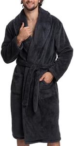 Mad Dog Mens Fleece Sherpa Robe for Men - Fluffy Bathrobe, Lightweight, Full Length Winter Robe, House Coat, XL-XXL, Gray