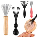 Andibro 4 Pcs Hair Brush Cleaner Tool Set, Hairbrush Cleaning Claws Rake Design Brush Cleaner Comb Cleaning Brush Remover Mini Hair Instrument for Removing Hairs Dust Dirt Lint Home Salon