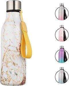 Konokyo Insulated Water Bottle with Strap,18oz Double Wall Stainless Steel Vacuum Bottles Metal Water Flask,Marble-Amber