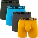 5Mayi Mens Underwear Boxer Briefs Soft Comfortable Cotton Underwear for Men 4 Pack Open Fly M